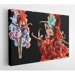 Abstracte creatieve collage gevormd door kleur oplossen in water op zwarte achtergrond. - Moderne kunst canvas - Horizontaal - 1429368917 - 40*30 Horizontal