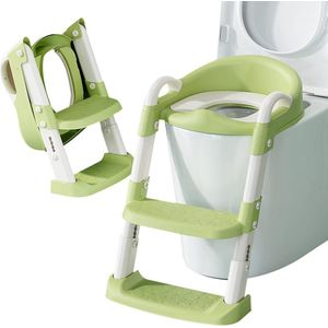 Toiletbril voor kinderen - trap wc-bril instelbare hoogte - spatwaterdicht - handgrepen - babypotje - jongens meisjes - toilettraining - badkamer (cyaan) Toiletbril voor kinderen