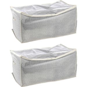 MSV opbergtas/beschermhoes beddengoed/kleding - 2x - grijs - polyester - 91 x 53 x 47 cm