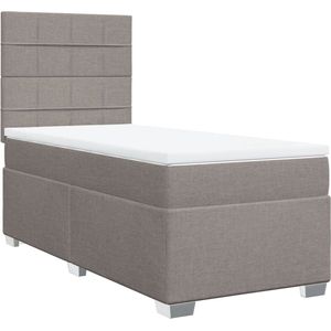 vidaXL - Boxspring - met - matras - stof - taupe - 90x200 - cm