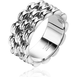 Mart Visser by ZINZI zilveren brede schakel ring 8mm breed MVR22