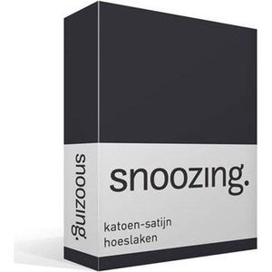 Snoozing - Katoen-satijn - Hoeslaken - Eenpersoons - 80x220 cm - Antraciet