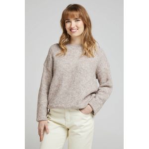Andy & Lucy PRUNELLE - dames trui met ronde hals S/M - taupe - Minimalistisch - Zachte textuur