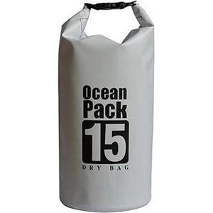 Waterdichte Tas - Dry bag - 15L - Grijs - Ocean Pack - Dry Sack - Survival Outdoor Rugzak - Drybags - Boottas - Zeiltas