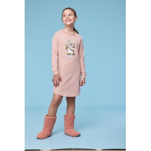Woody slaapkleed meisjes/dames - roze-gebroken wit - gestreept - haas - 232-10-DZF-Z/919 - maat 164