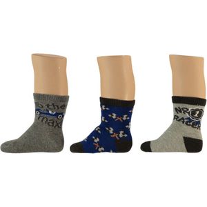 Apollo Babysokken Jongens Katoen Grijs/blauw 3 Stuks Mt 92/98