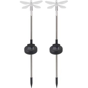 Tuin Licht Paal Led Kleurverandering Vloer Plug Licht Libel Zonne-energie Gazon Decoratie - Set van 2 Stuks .