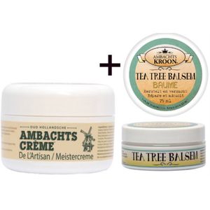 Ambachtscrème - 200ml - Handcrème - Tea Tree Balsem 75ml - Voor Droge Huid