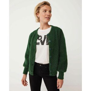 Mexx Round Neck Knitted Lurex Cardigan - Dames - Donker Groen - Maat Xl