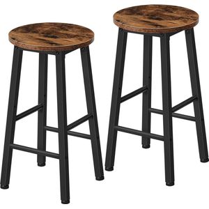 Barkrukken Set van 2 Barstoelen voor Eetkamer Keuken Bar Stabiel Industriële Stijl Vintage Bruin Zwart pop up stool