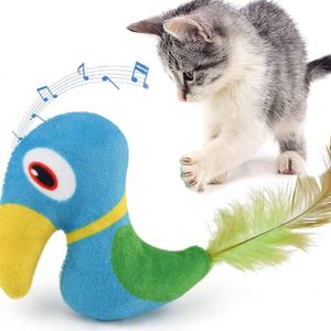 Kattenspeelgoed, vogels, katten, pluche speelgoed, interactief kattenspeelgoed, veer, van pluizig pluche (paars)