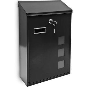 Wandbrievenbus - Zwart - Gelakt Metaal - 1 stuk - Met 3 Vensters