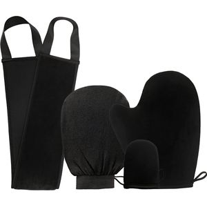 Somstyle 4-Delige Lotion Insmeerhulp Set - Rug Applicator - Aanbrenghulp - Zelfbruiner Handschoen - Zwart