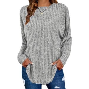Nivard Sweater Dames - Sweaters - Hoodie - Warme Trui - Vest - Lichtgrijs - XL