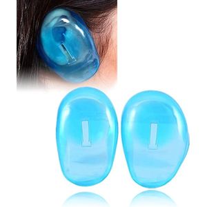 2 Blauwe transparante siliconen oorkappen - 8 × 4,5 × 2,5 cm - Herbruikbaar - Waterdicht - Voor gebruik bij het verven van haar thuis, in de douche, badkamer of salon