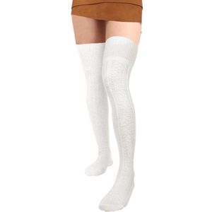 Dairy 1 paar - Sportsokken - Kuitsokken tot over de knie - Hoge stretch sokken voor herfst en winter - Compressiesokken Vormgevende beensokken Europese stijl - Hardloopsokken (75 cm，Wit)