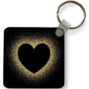 Sleutelhanger - Uitdeelcadeautjes - Gouden hart op een zwarte achtergrond - Plastic