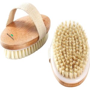Riverwell Dry brushing huidborstel - Lichaamsborstel - Droogborstel - Natuurlijke haren - Badborstel - Doucheborstel - Massageborstel