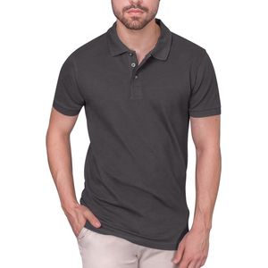 Zware Stretch Polo Shirt voor Heren - Donkergrijs, Maat 3XL - Hoogwaardige Katoenen Basic Polo