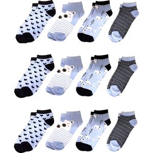 Belucci Katoenen Dames Sneakersokken 12 Paar Fantasie Maat 35/38