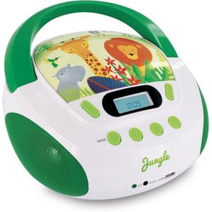 Kindvriendelijke CD-speler met USB, SD en AUX ingang in groen/wit