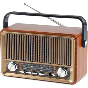 Retro Radio - Nostalgische Kofferradio - Klein - Met Bluetooth - AM/FM/SW3 - Oplaadbaar