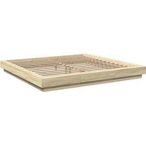 vidaXL - Bedframe - bewerkt - hout - sonoma - eikenkleurig - 180x200 - cm