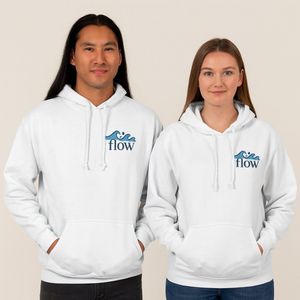Hoodie “Flow” – Wit Unisex Trui met Opdruk – Comfortabele Streetwear voor Hem & Haar - XL