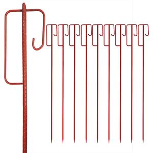 10 stuks Grondpennen 120 cm Rood gelakt staal | Gesmede punt