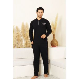 Alimer - Heren Pyjama Set - Marineblauw - Henley-hals 3-knoops - Maat XXL