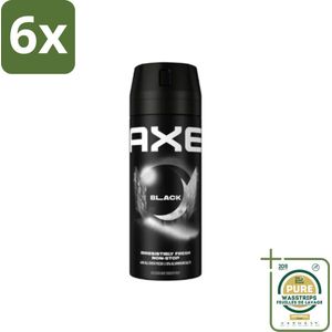 Axe Deodorant Bodyspray Black 150 ml - Voordeelverpakking - 6 stuks - 48 uur bescherming - Bevroren peer geur