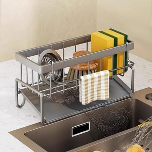 Multifunctionele Spoelbak Organizer met Zelfledigende Afvoer en Afneembaar Handdoekenrek - Ideaal voor Keuken en Badkamer