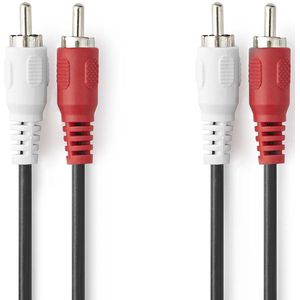 Nedis Stereo-Audiokabel - 2x RCA Male - 2x RCA Male - Vernikkeld - 3.00 m - Rond - Zwart - Doos