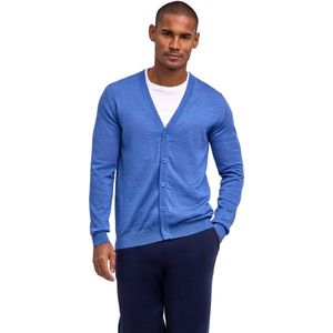 FALKE Basic New Merino Cardigan zacht elegante wol cardigan heren blauw - maat S