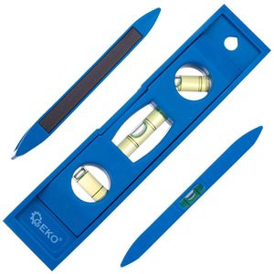GEKO Compacte waterpas - Magnetisch - 3 bloklibellen - 15 cm - Blauw