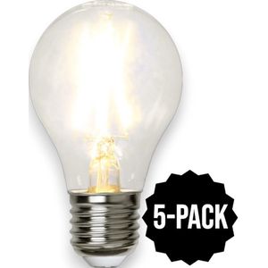 5-Pack | Peerlamp / Standaard bol met helder filament - E27 - 2W - 2700K