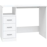 vidaXL Bureau - Wit - Bewerkt Hout - 3 Lades - 1 Open Vak