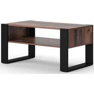 Salontafel Antiek Hout/Zwart - 92 x 45.6 cm met Opbergruimte