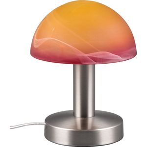 LED Tafellamp - Trion Nini - E14 Fitting - 1 lichtpunt - Mat Nikkel - Metaal - Oranje Mat Glas