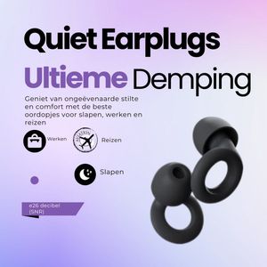 Quiet Earplugs - Oordopjes - Multifunctionele Oordoppen voor Slapen en Festivals - Oordopjes Slapen - Partyplugs - Slaapoordoppen - Herbruikbare Slaap Oordopjes met Opbergcase - Gehoorbescherming Tot 26 dB - 4 Maten XS/S/M/L - Zwart