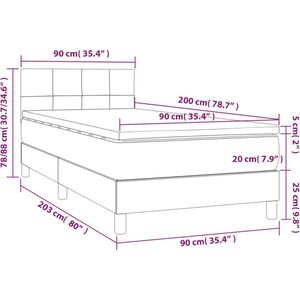 vidaXL Boxspring met matras fluweel donkerblauw 90x200 cm