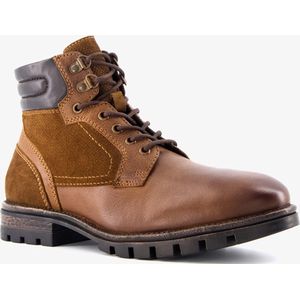 Van Beers leren heren veterboots cognac met suede - Maat 45