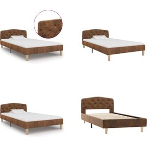 vidaXL Bedframe kunstsuède bruin 90x200 cm - Bedframe - Bedframes - Bed - Bedden