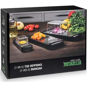 Multifunctionele snijder - groente- uien- en frietsnijder - 3 verwisselbare messen - BPA-vrij - zwart - snijmaten 3 x 3 mm 6 x 6 mm 12 x 12 mm Frietsnijder