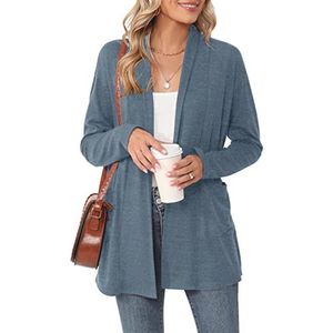 Lange Mouwen Damesvest met Open Voorkant - Casual Lichtgewicht Cardigan met Zakken