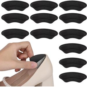 6 paar Hak Kussen Pad Spons Beschermer Zachte Hak Grip Voering Zelfklevende Hak Vullers Inserts voor Hoge Hakken Losse Schoenkussentjes (Zwart)