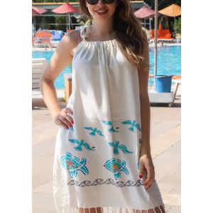 Pareo |Dames Strandkleding| Omslagdoek | Wikkeljurk| Dress Beachwear| Strandponcho| One Size| 1 stuk |Zeemeeuw