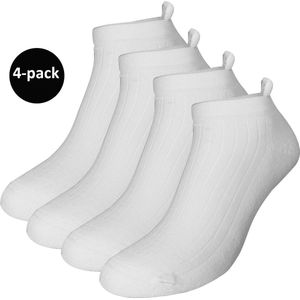 WeirdoSox sneakersokken - 4-pack - Met badstofzool en lipje - Wit - Dames - Maat 43-46