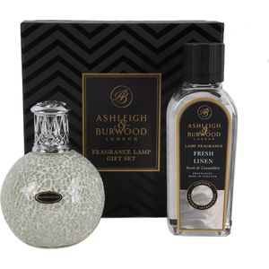 Ashleigh & Burwood - Olie Fresh Linen 250 ml + Geurlamp The Pearl - Gift Set