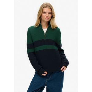 Superdry - Oversized Classics trui van katoen met halve rits en strepen - Dames - Sweaters